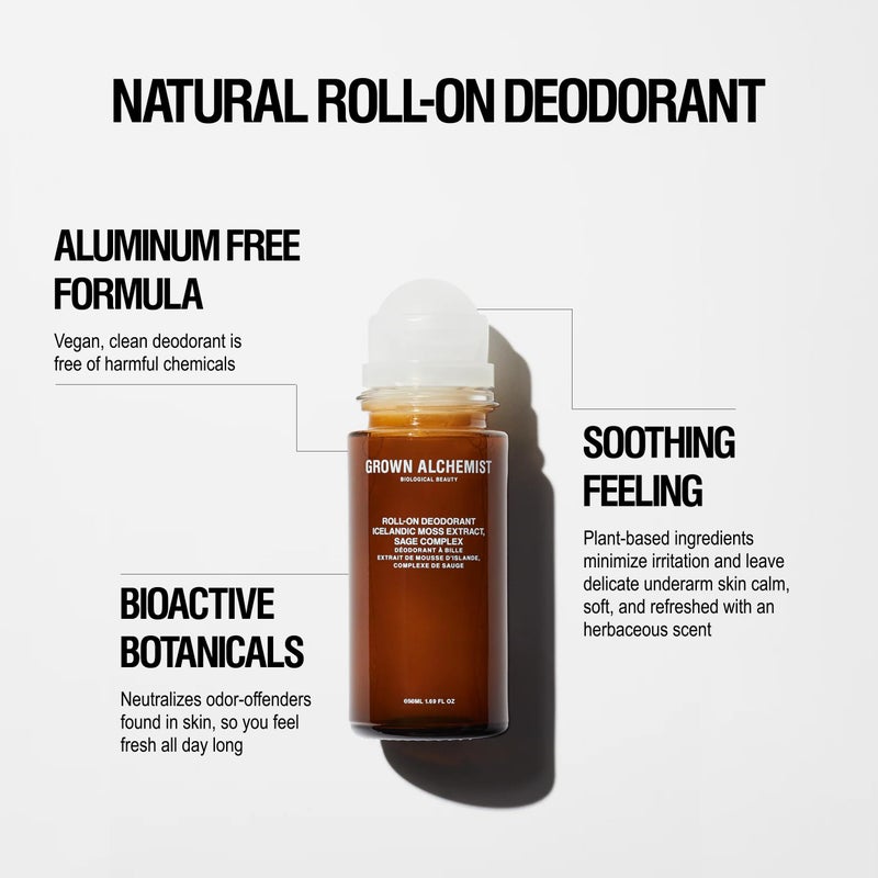 Grown Alchemist Roll-On Deodorant, Natural Aluminum Free, Icelandic Moss Extract & Sage Complex, 1.69 Ounce (50ml) - Image 2